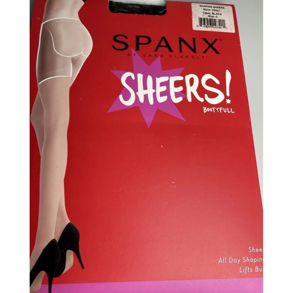 New Spanx Sheers Pantyhose Size C Black Shaping Hosiery Lifts Butt Bootyfull